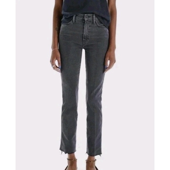MOTHER High Rise Jeans in Dark Gray